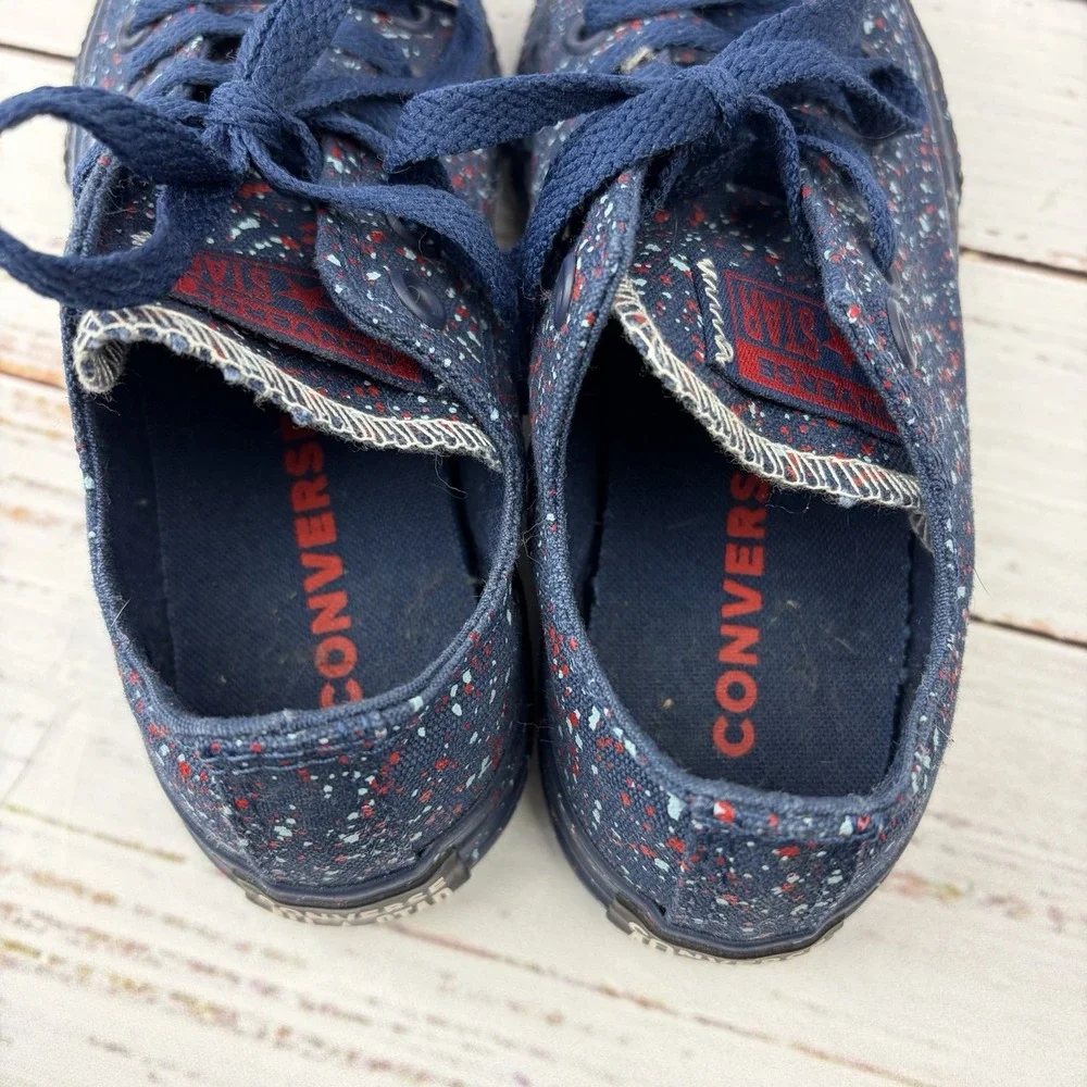 Converse Paint Splatter Youth Sz 12 Chuck Taylor Sneaker Low Top Blue Red Kids